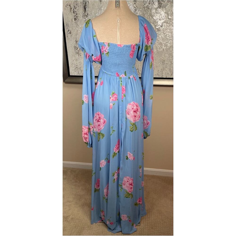 CAROLINE CONSTAS Kinsley Floral Off the Shoulder Long Sleeve Maxi Dress Size M - Picture 7 of 9